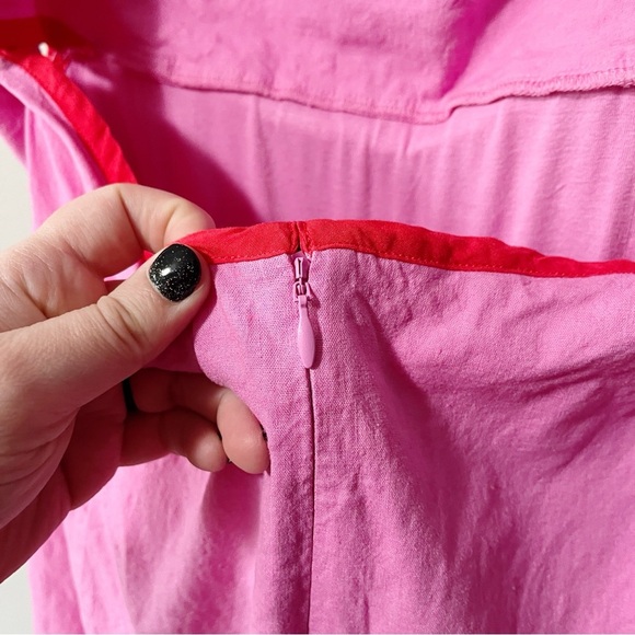 Anthropologie Pink Midi Dress with Red Accents - Dafni - Picture 10 of 13